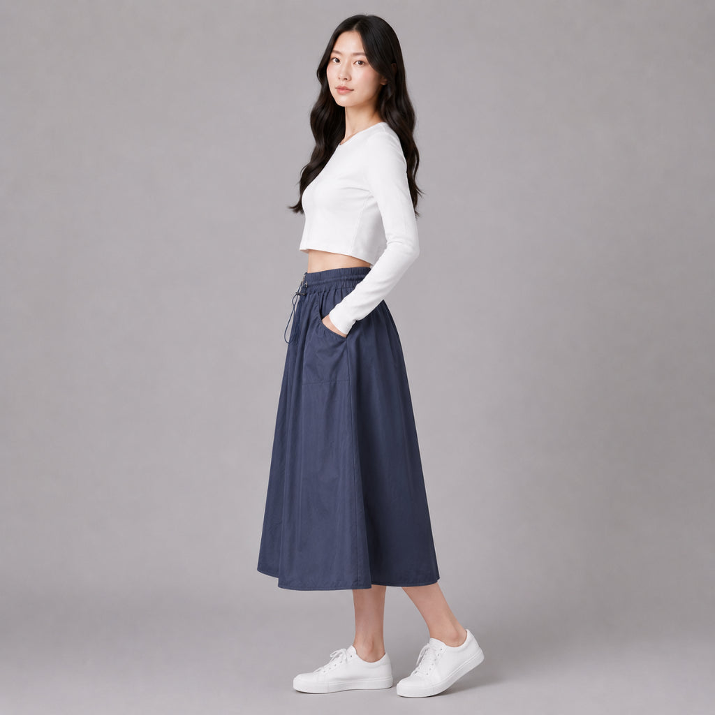 COLEGACY Women Nylon Midi Skirt