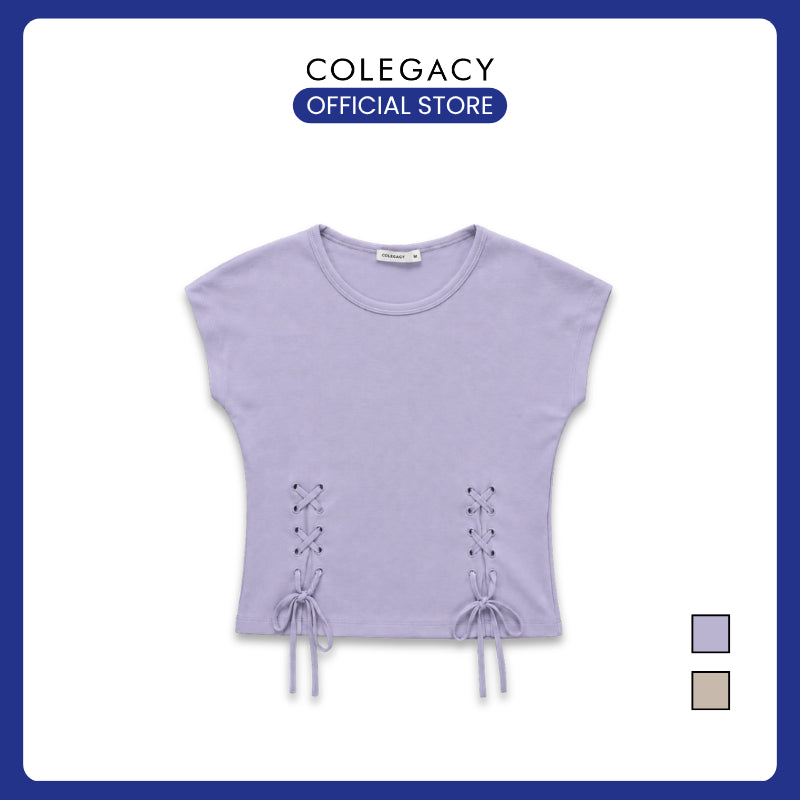 COLEGACY Women Lace-Up Short Sleeve Top