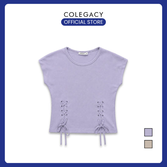 COLEGACY Women Lace-Up Short Sleeve Top