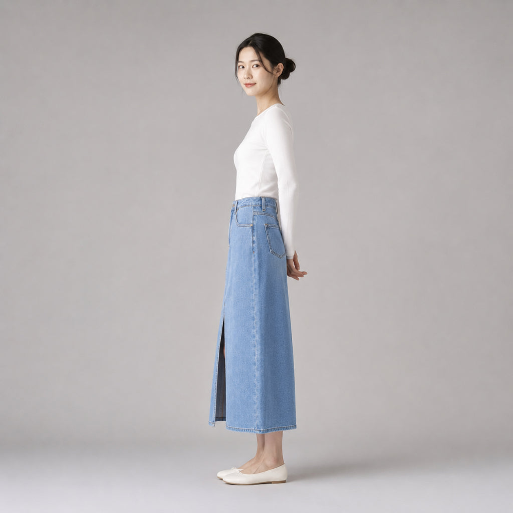 COLEGACY Women Denim Midi Skirt