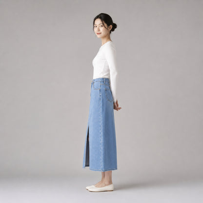 COLEGACY Women Denim Midi Skirt