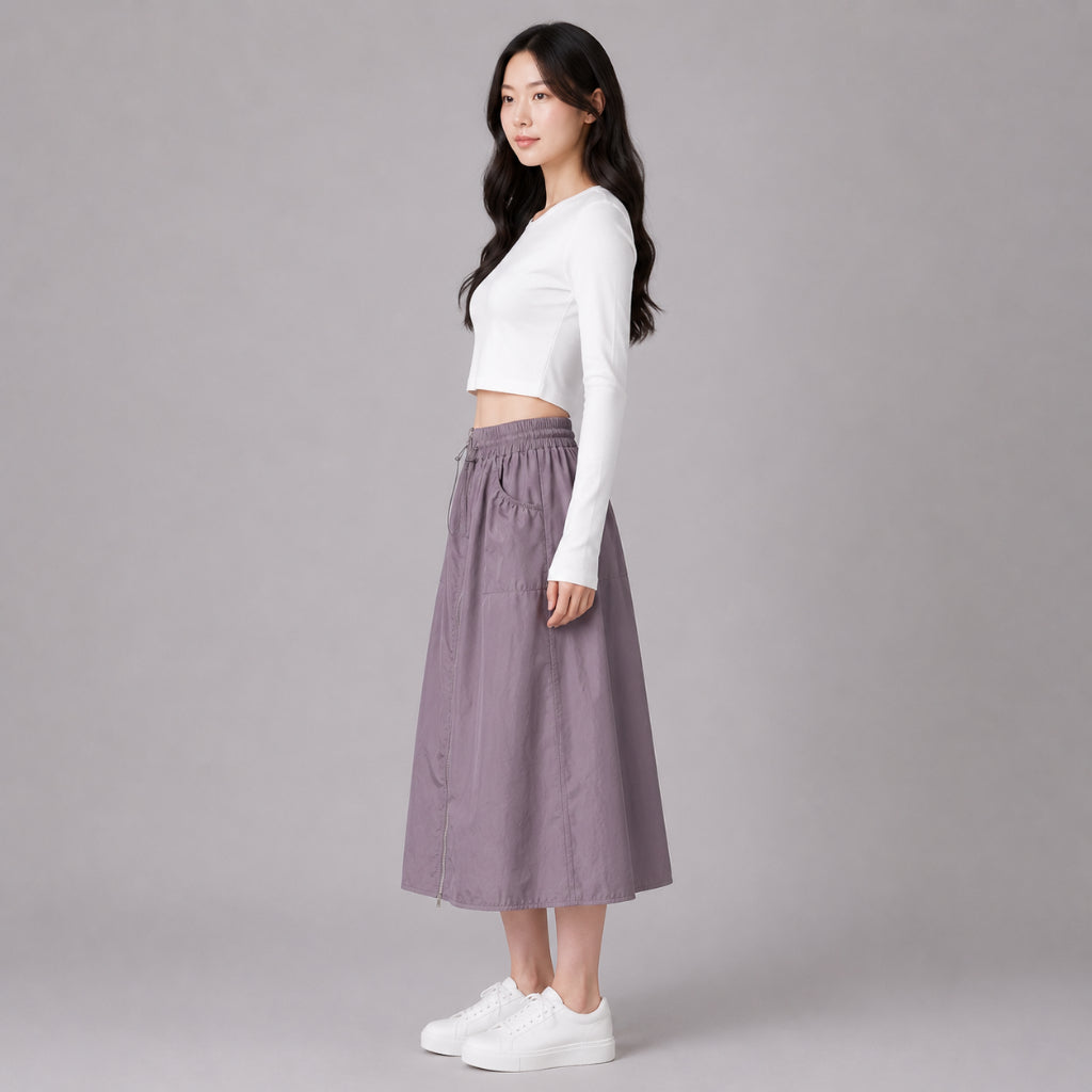 COLEGACY Women Nylon Midi Skirt