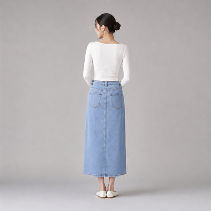 COLEGACY Women Denim Midi Skirt