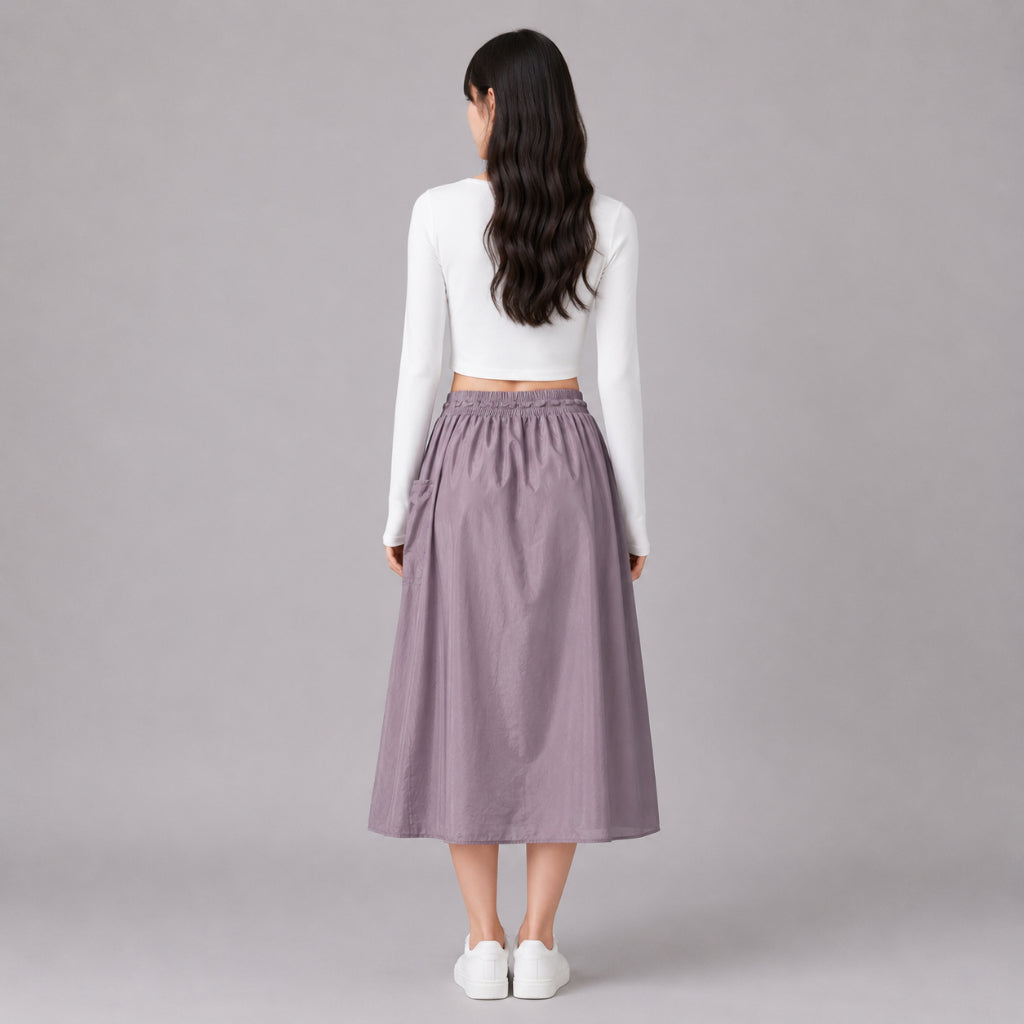 COLEGACY Women Nylon Midi Skirt