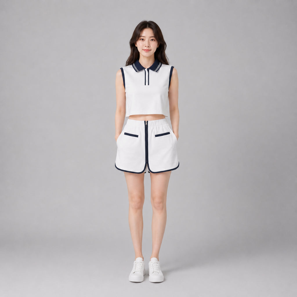 COLEGACY Women Sporty Crop Top & Skirt Set