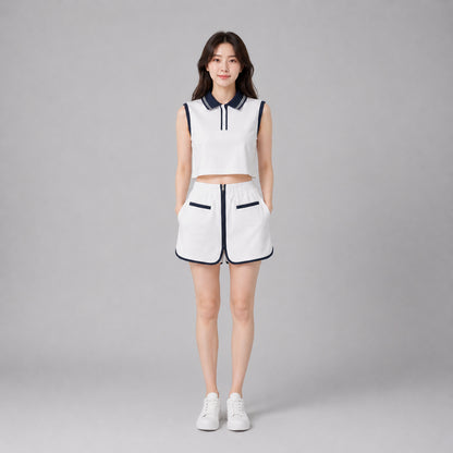 COLEGACY Women Sporty Crop Top & Skirt Set