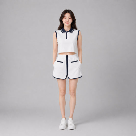 COLEGACY Women Sporty Crop Top & Skirt Set