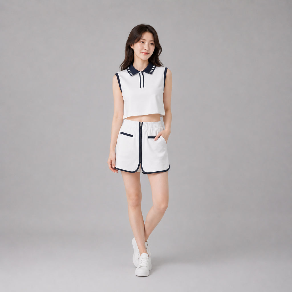 COLEGACY Women Sporty Crop Top & Skirt Set