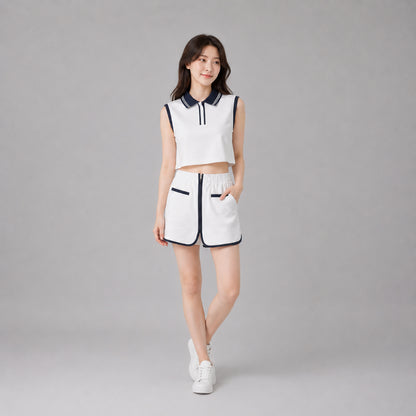 COLEGACY Women Sporty Crop Top & Skirt Set