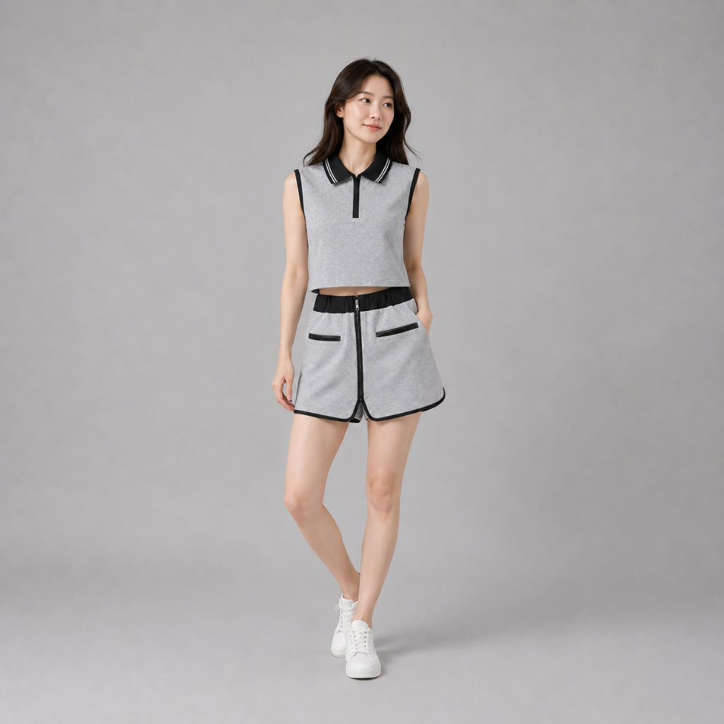 COLEGACY Women Sporty Crop Top & Skirt Set