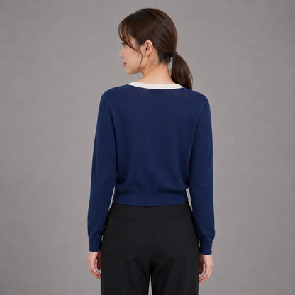 COLEGACY Women V-Neck Knit Cardigan