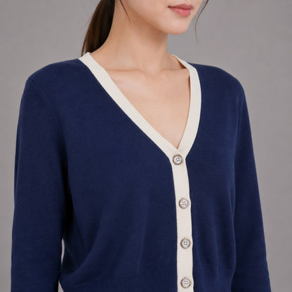 COLEGACY Women V-Neck Knit Cardigan