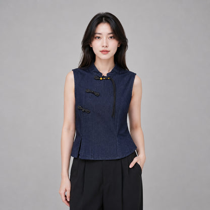 COLEGACY Women Mandarin Collar Vest Top