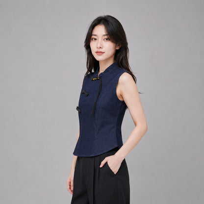 COLEGACY Women Mandarin Collar Vest Top