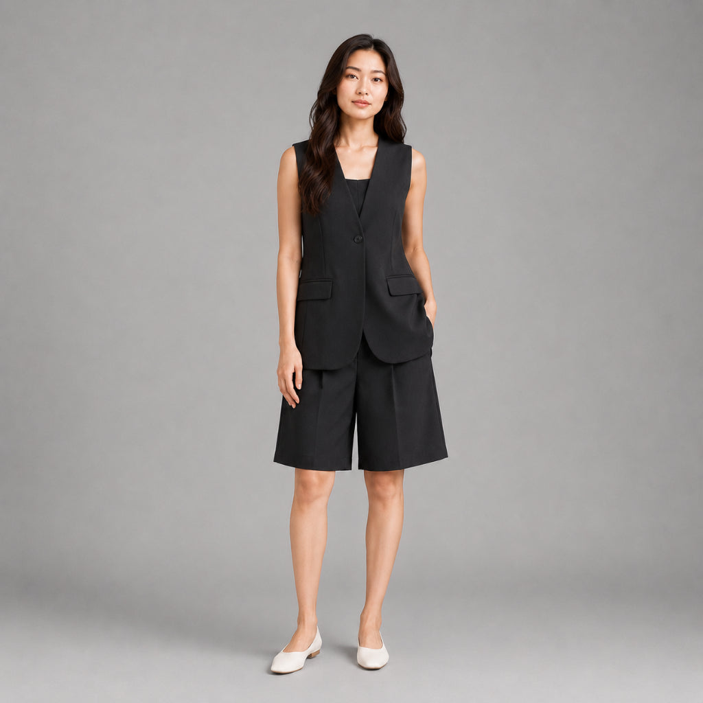 COLEGACY Women Sleeveless Vest & Short Pants Set
