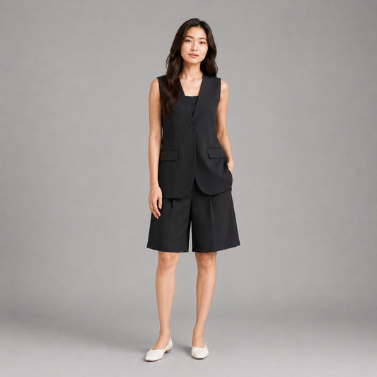 COLEGACY Women Sleeveless Vest & Short Pants Set