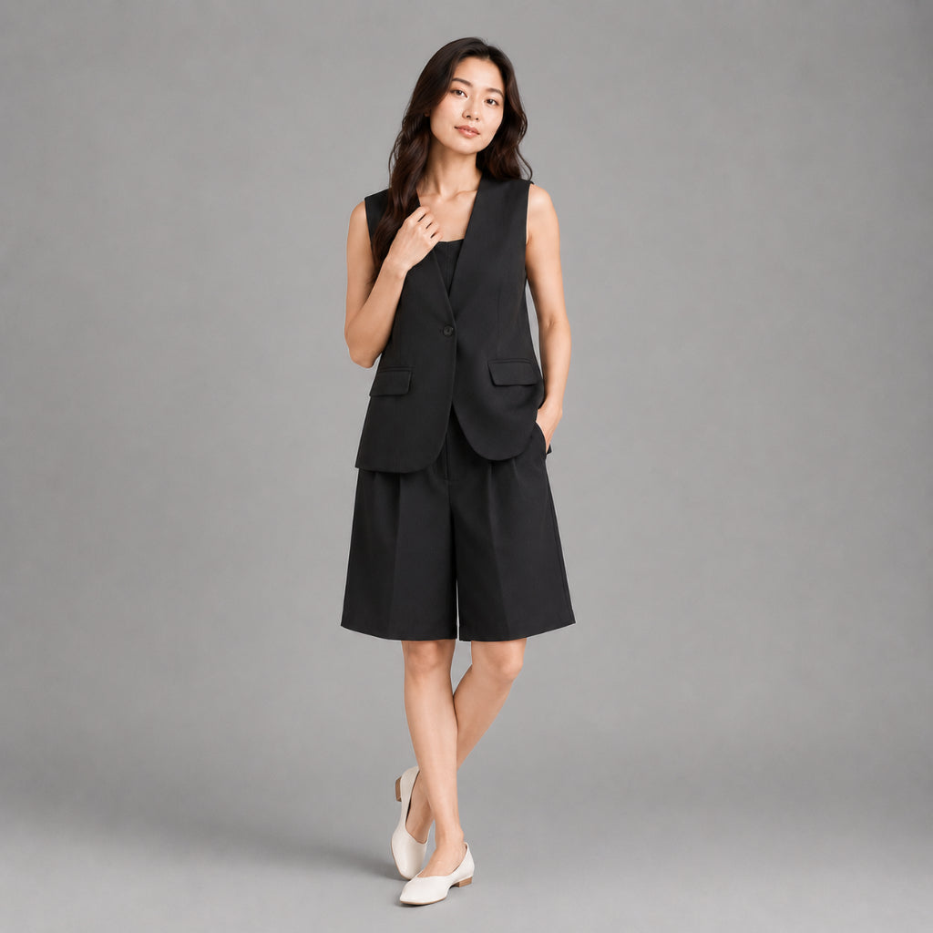 COLEGACY Women Sleeveless Vest & Short Pants Set