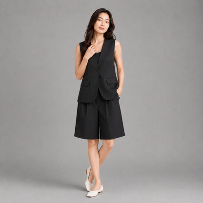 COLEGACY Women Sleeveless Vest & Short Pants Set