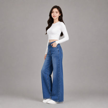 COLEGACY Women High Waist Wide Leg Jeans