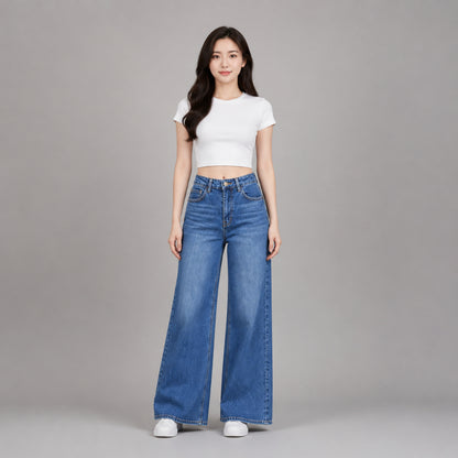 COLEGACY Women High Waist Wide Leg Jeans