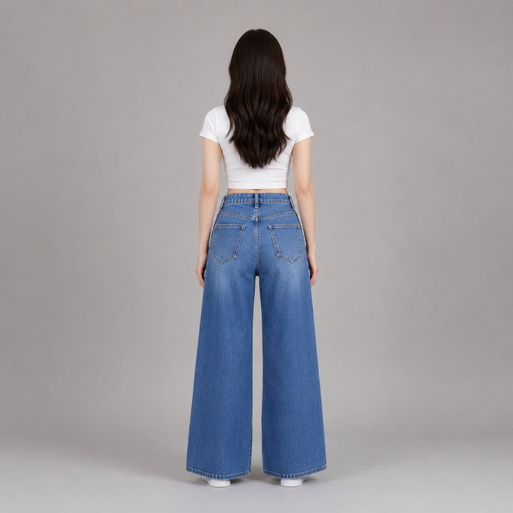 COLEGACY Women High Waist Wide Leg Jeans