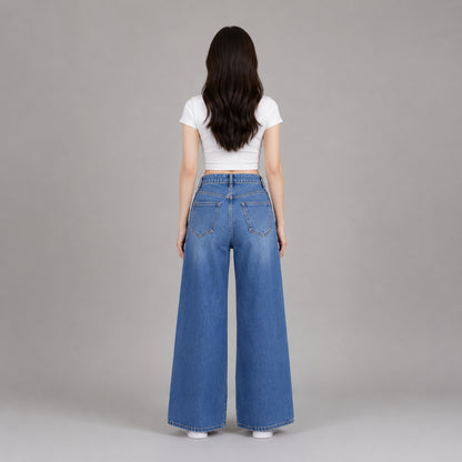 COLEGACY Women High Waist Wide Leg Jeans