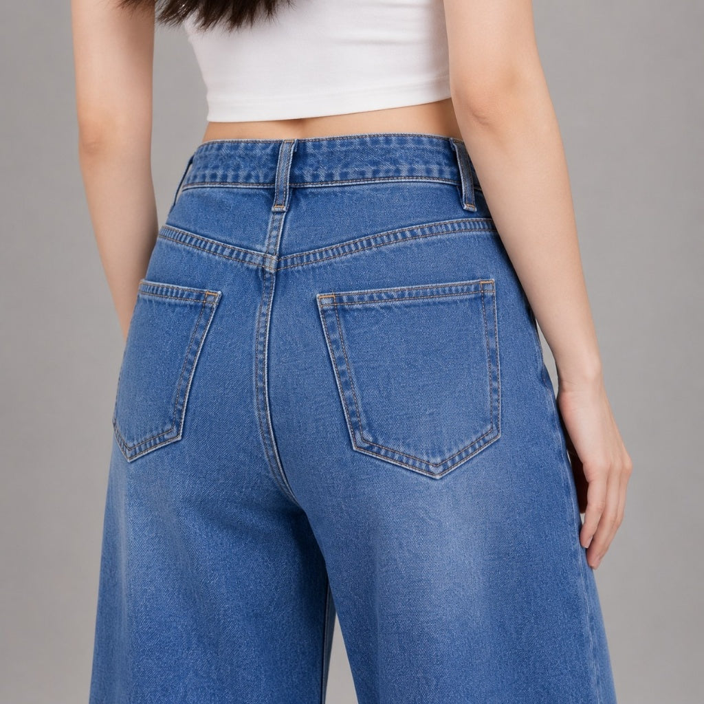 COLEGACY Women High Waist Wide Leg Jeans