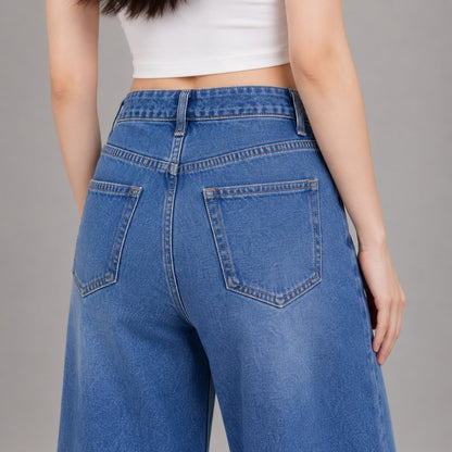 COLEGACY Women High Waist Wide Leg Jeans