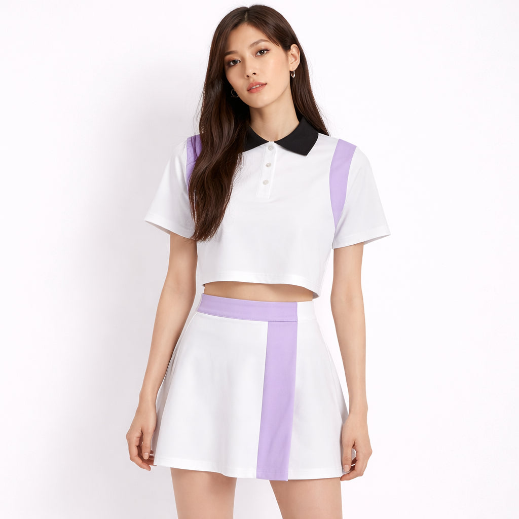 COLEGACY Sporty Chic Crop Polo Top