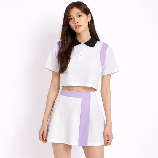 COLEGACY Sporty Chic Crop Polo Top