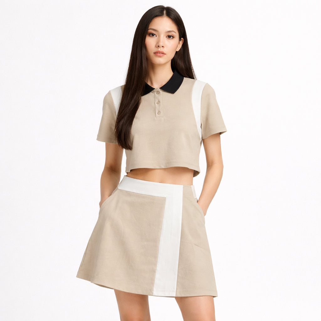 COLEGACY Sporty Chic Crop Polo Top