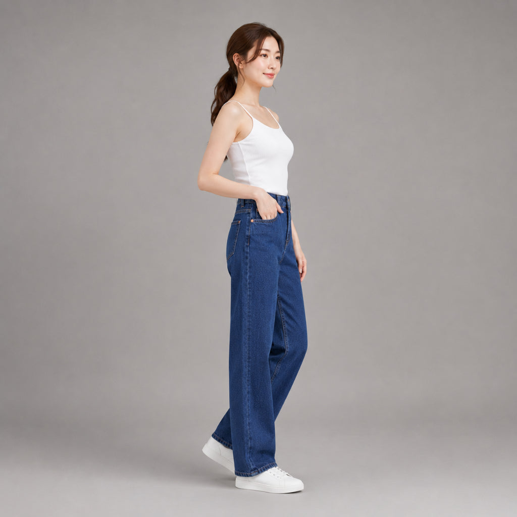 COLEGACY Women High Waist Wide Leg Jeans