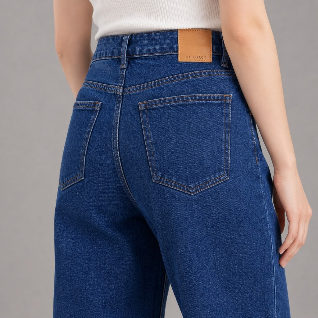 COLEGACY Women High Waist Wide Leg Jeans