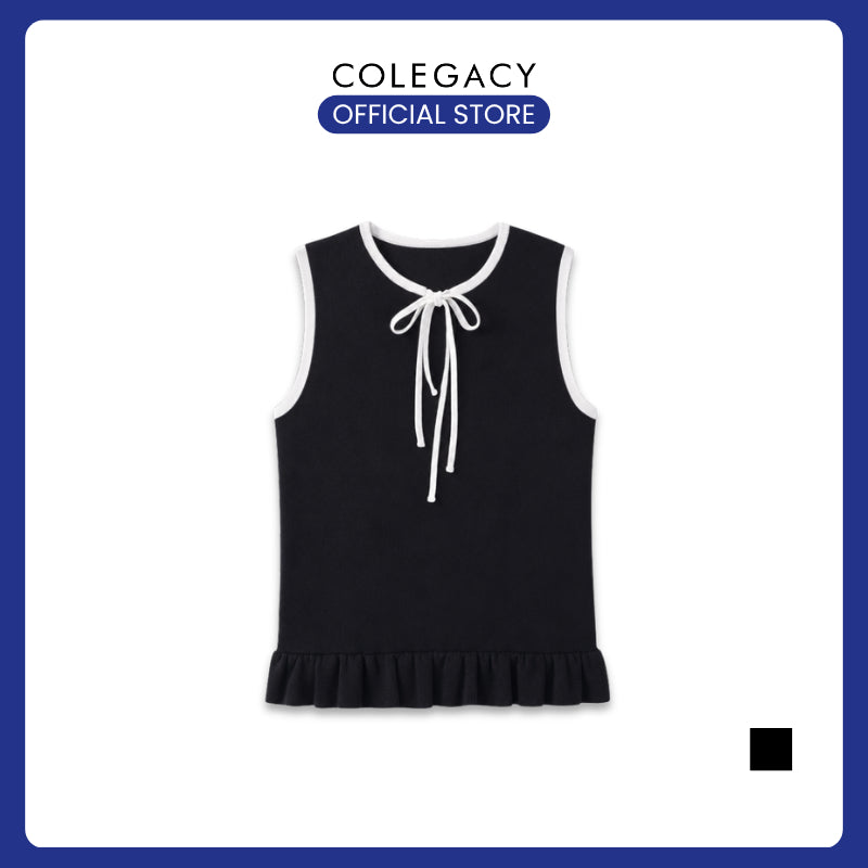 COLEGACY Women Elegant Ribbon Knit Sleeveless Top
