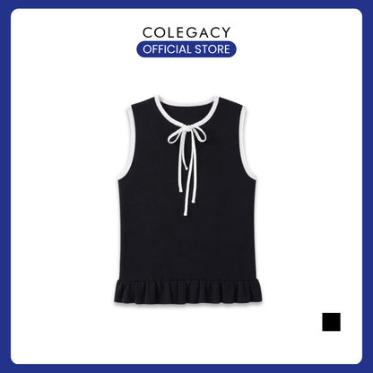 COLEGACY Women Elegant Ribbon Knit Sleeveless Top