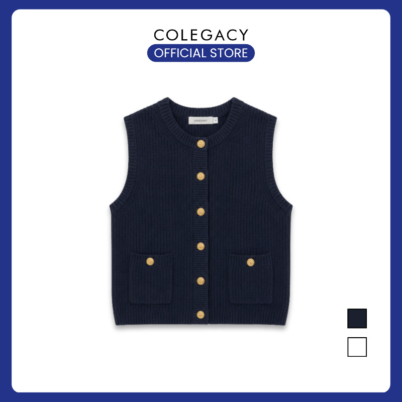 COLEGACY Women Elegant Knit Button Vest