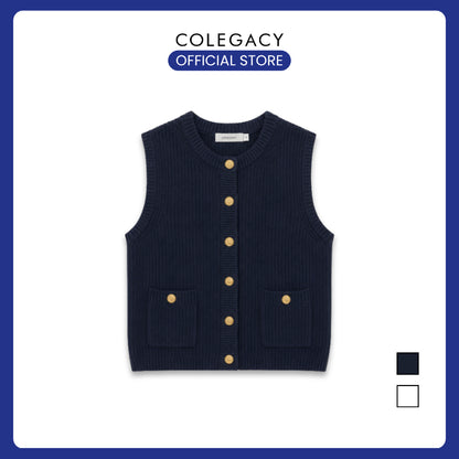 COLEGACY Women Elegant Knit Button Vest