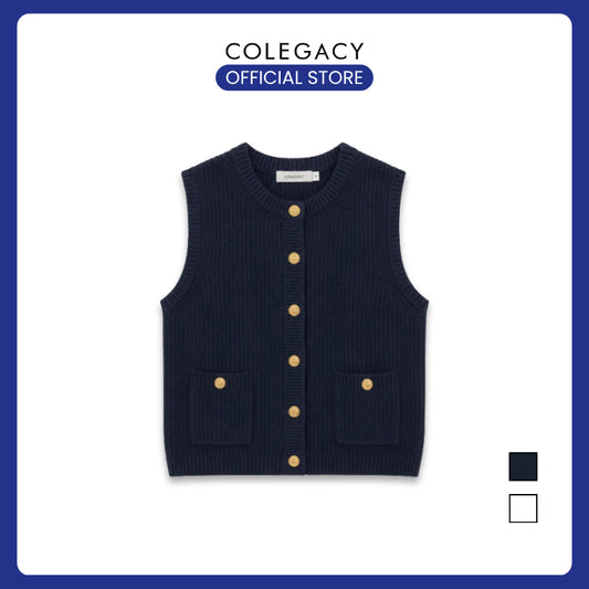 COLEGACY Women Elegant Knit Button Vest