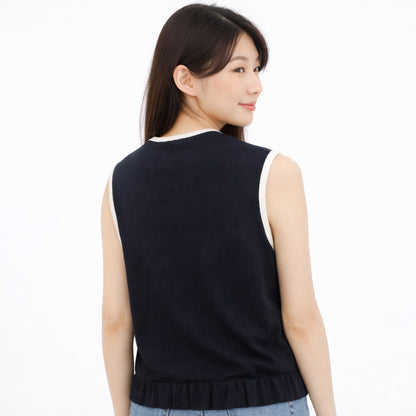 COLEGACY Women Elegant Ribbon Knit Sleeveless Top