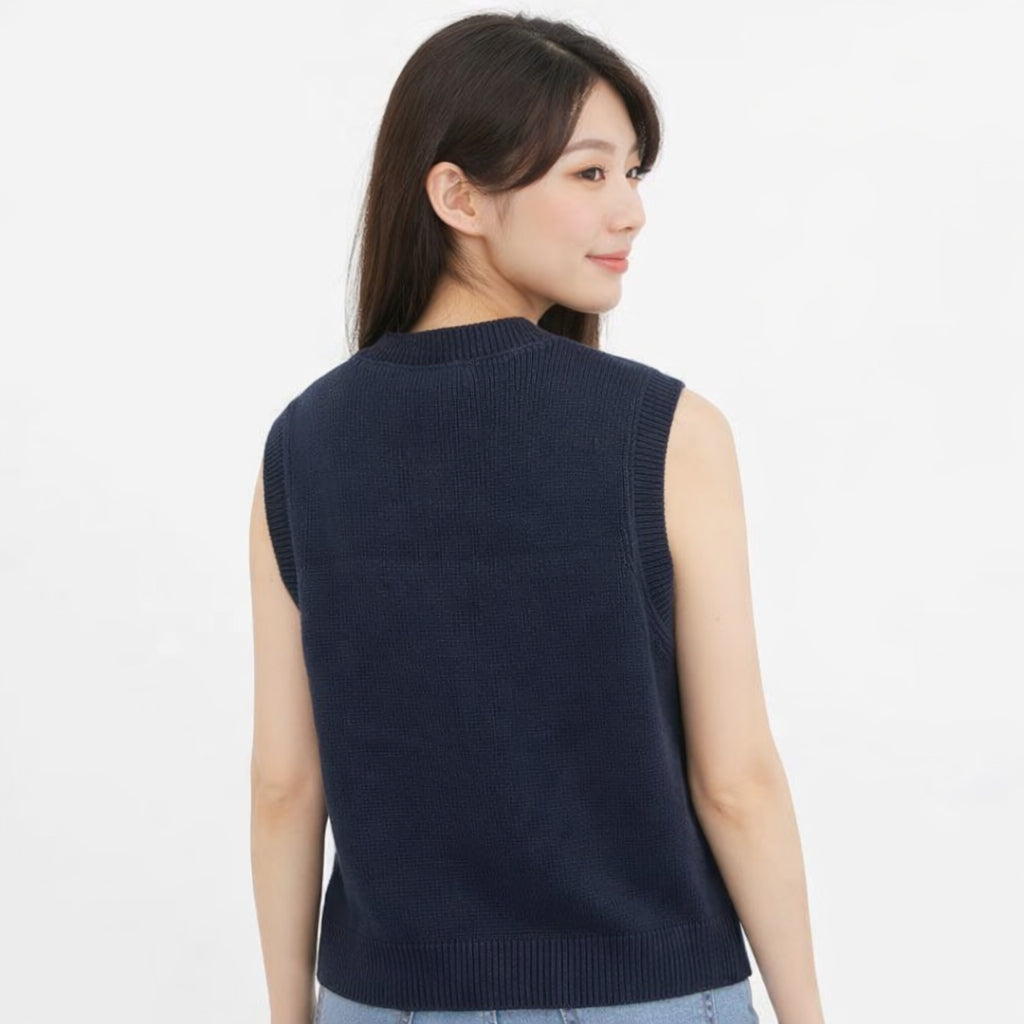 COLEGACY Women Elegant Knit Button Vest