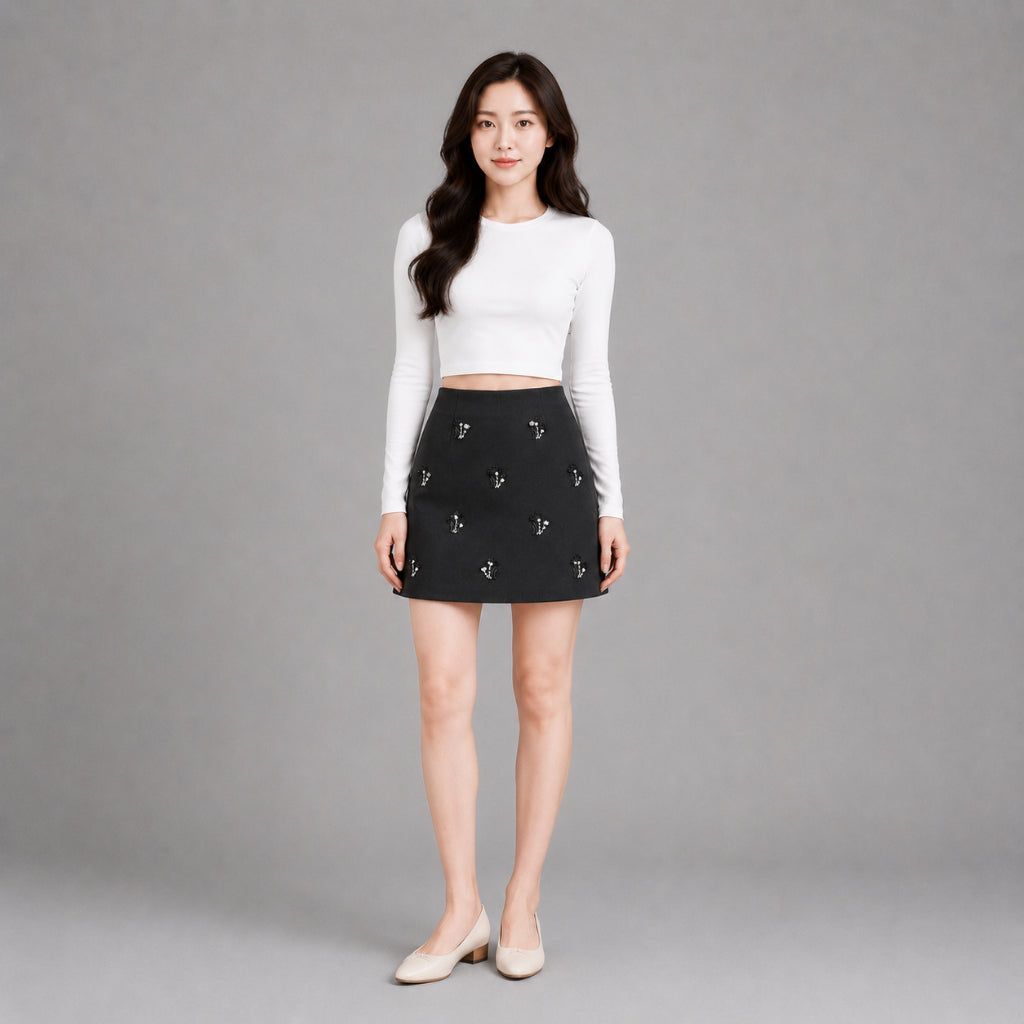 COLEGACY Women Embroidery Mini Skirt