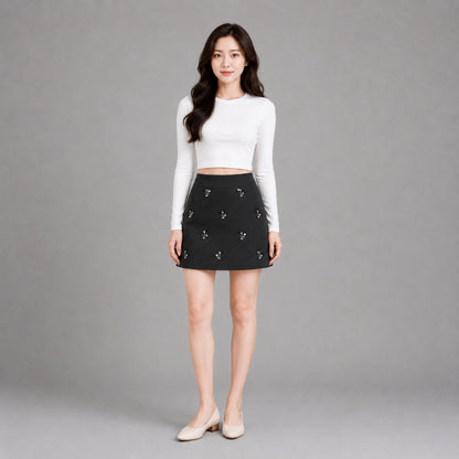 COLEGACY Women Embroidery Mini Skirt