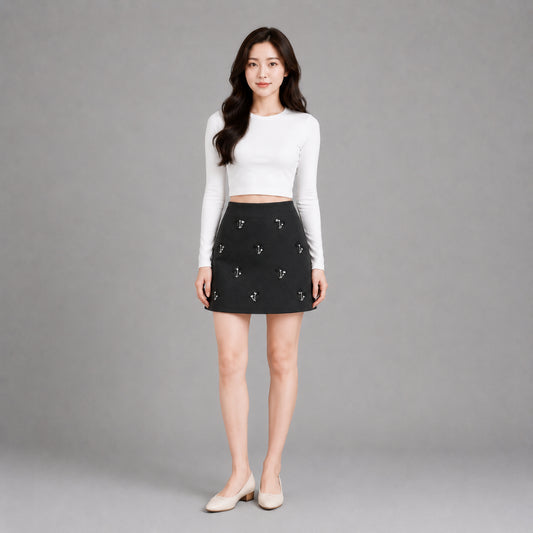 COLEGACY Women Embroidery Mini Skirt