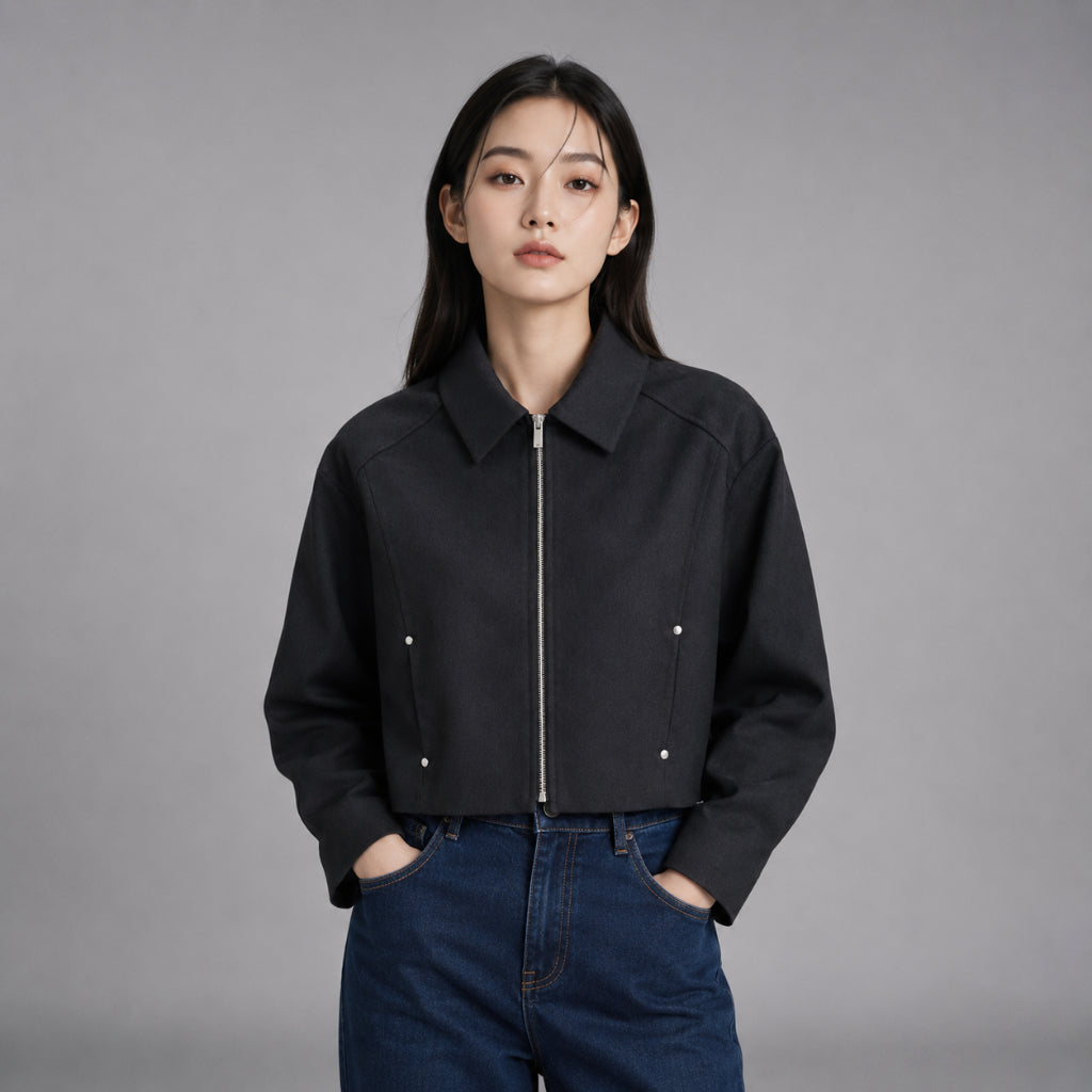 COLEGACY Women Cropped Zip Jacket