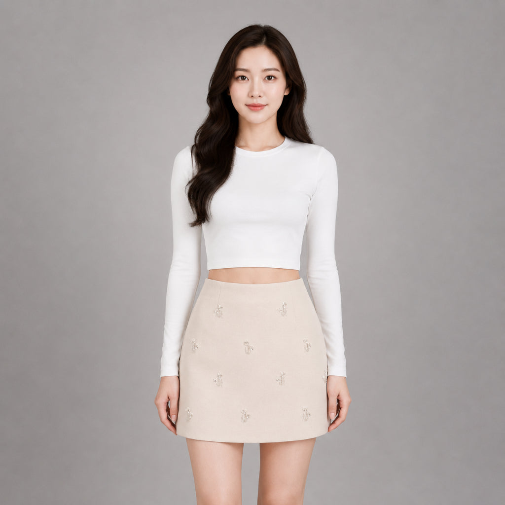 COLEGACY Women Embroidery Mini Skirt