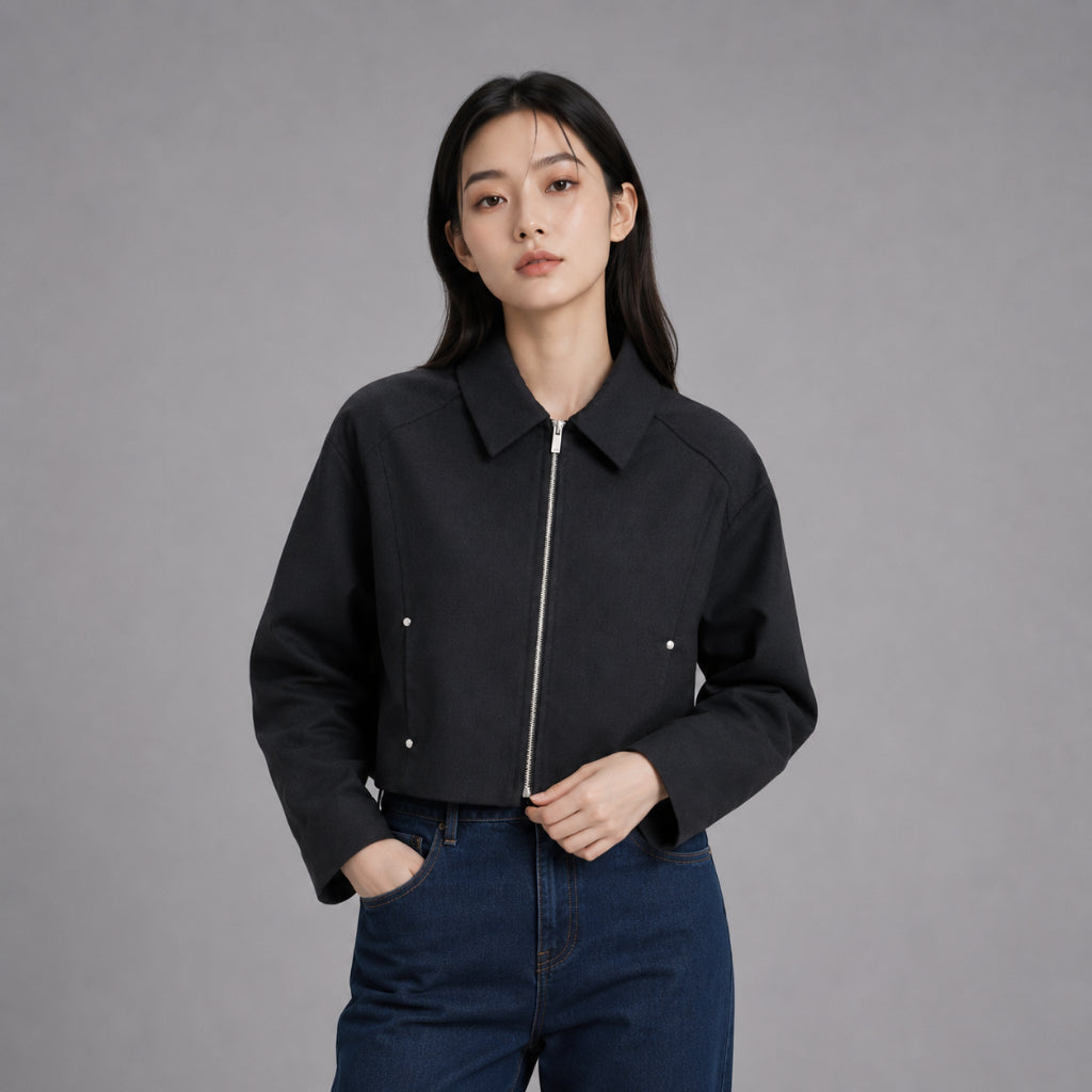 COLEGACY Women Cropped Zip Jacket