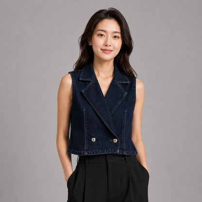COLEGACY Women Sleeveless Denim Vest