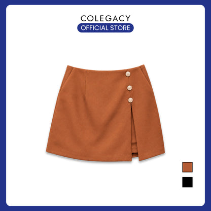 COLEGACY Women Button Detail Wrap Skort