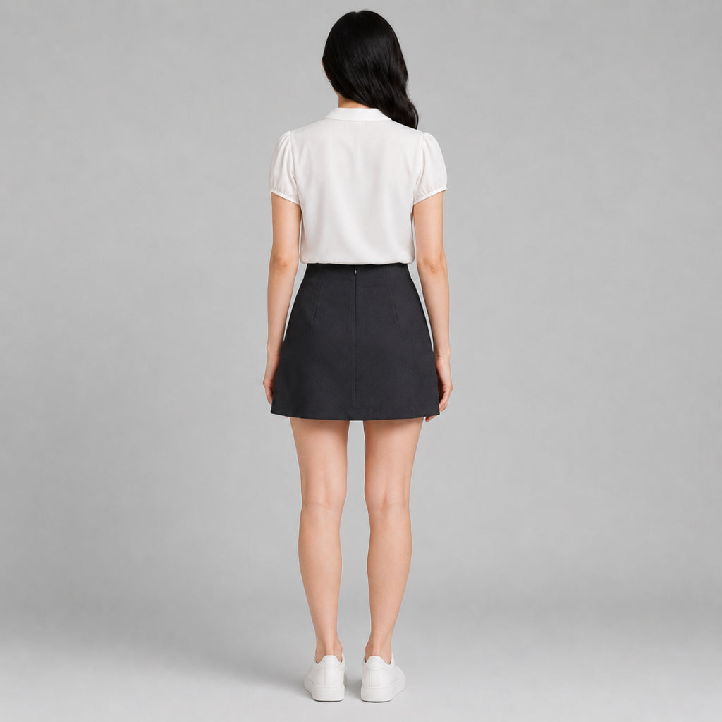 COLEGACY Women Button Detail Wrap Skort