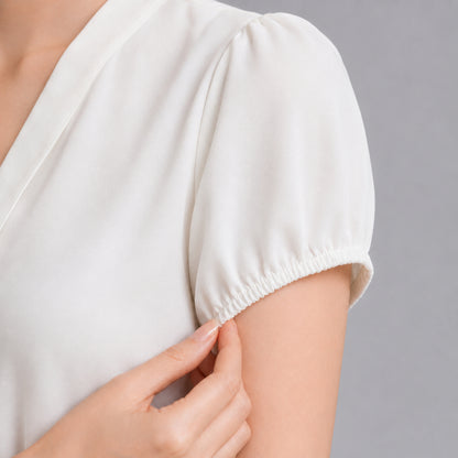 COLEGACY Women Elegant V-Neck Tie Detail Blouse